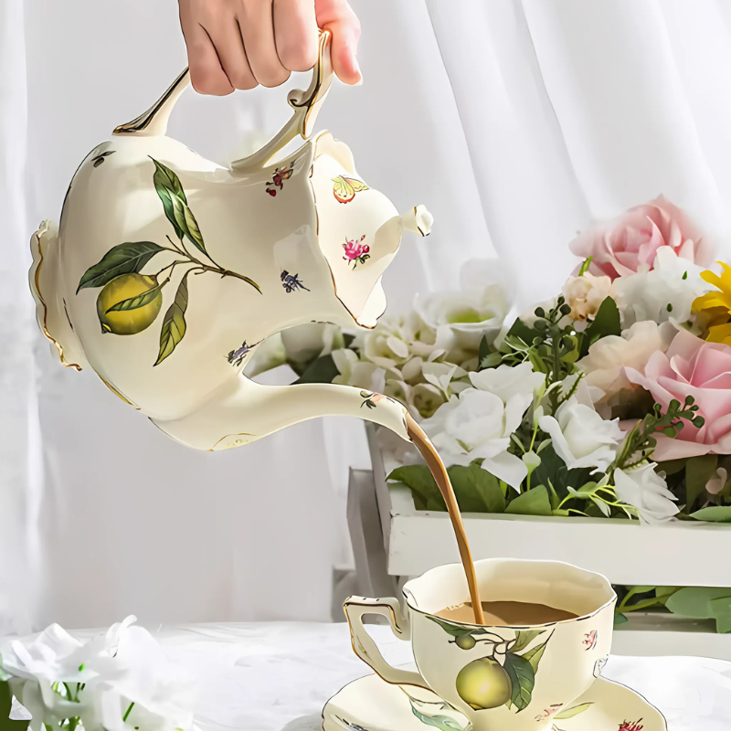 PorcelaElegance Essency® – Conjunto Premium de Chá e Café com Bule